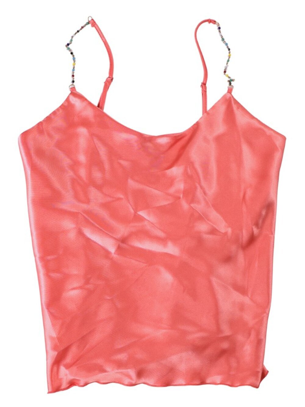NWT Nicole Miller New York Coral Satin Beaded Strap Cami Tank Small
